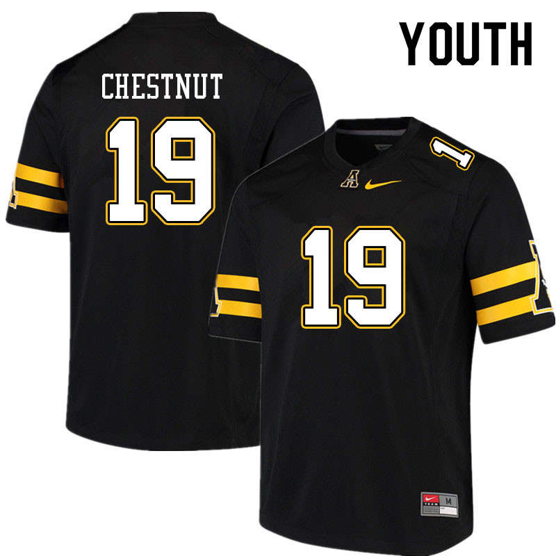 Youth #19 Austyn Chestnut Appalachian State Mountaineers College Football Jerseys Sale-Black - Click Image to Close